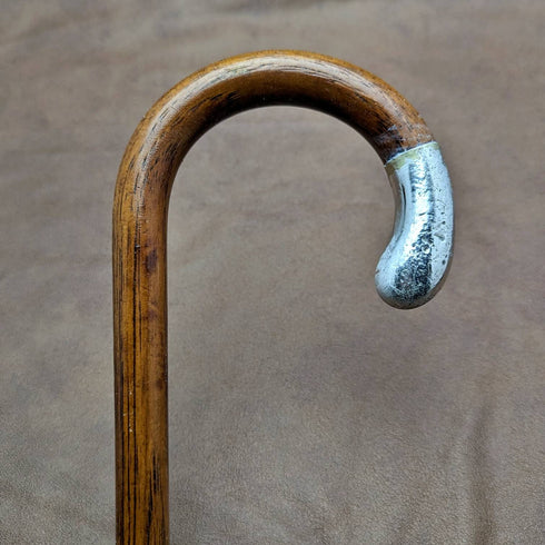 1928 British Vintage Men's Walking Stick with Curved Handle 78cm