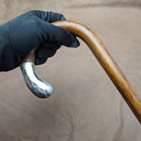 1928 British Vintage Men's Walking Stick with Curved Handle 78cm