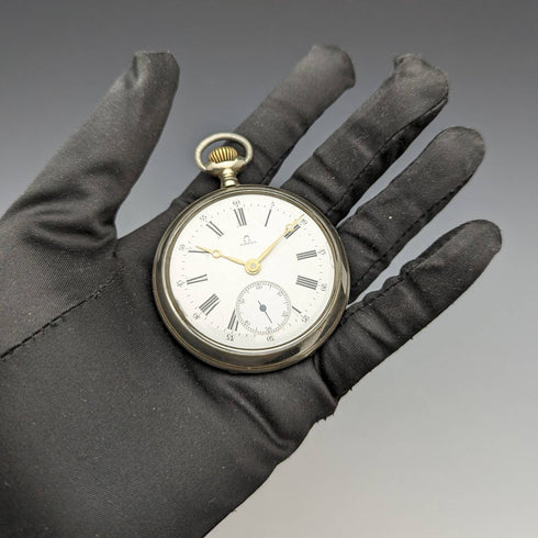 Around 1910 Antique Omega pocket watch with silver plated case works well