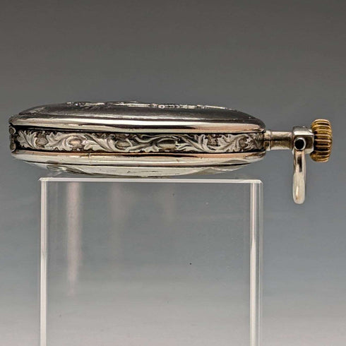 1925年頃 ヴィンテージ ロンジン 懐中時計 馬彫刻 銀側ハンターケース 動作良好