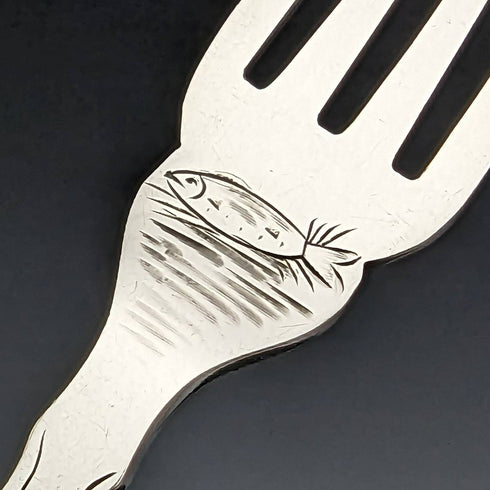 1860年頃 英国アンティーク シルバープレート製 フィッシュカトラリー 5ペアセット 木箱入り