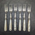 Late 19th Century British Antique White Pearl Shell Handle Sterling Silver Blade Fish Cutlery 6 Pair Set in Wooden Box