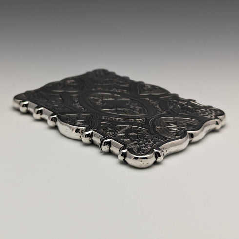 1871 British antique sterling silver card case 59g GEORGE UNITE