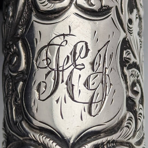 1881年 英国アンティーク 純銀 浮彫彫刻 携帯用香水瓶