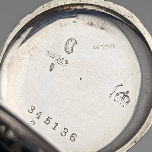 Antique Swiss made unsigned silver side niello inlaid case ladies' pocket watch works well