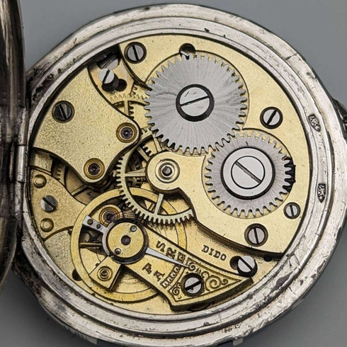 Antique Swiss made unsigned silver side niello inlaid case ladies' pocket watch works well