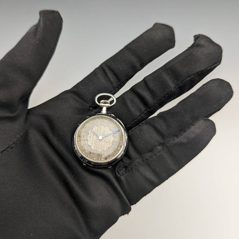 Antique Swiss made unsigned silver side niello inlaid case ladies' pocket watch works well