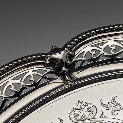 1870年 英国アンティーク 純銀製サルヴァ 直径26cm 523g Henry Holland