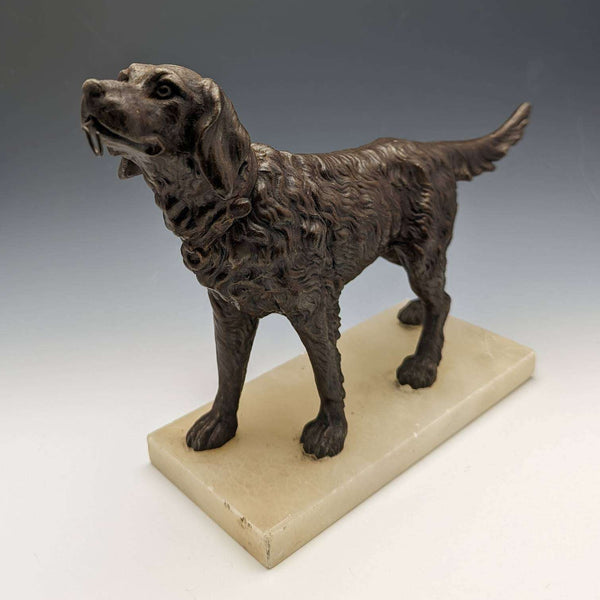French Antique Dog Shaped Pocket Watch Holder Marble Pedestal Display Stand