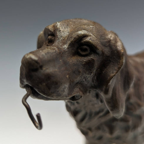 French Antique Dog Shaped Pocket Watch Holder Marble Pedestal Display Stand