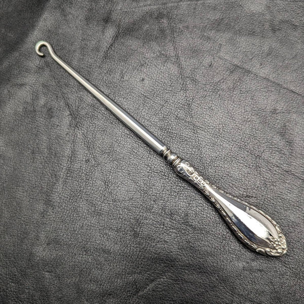1908 British Antique Sterling Silver Handle Button Hook