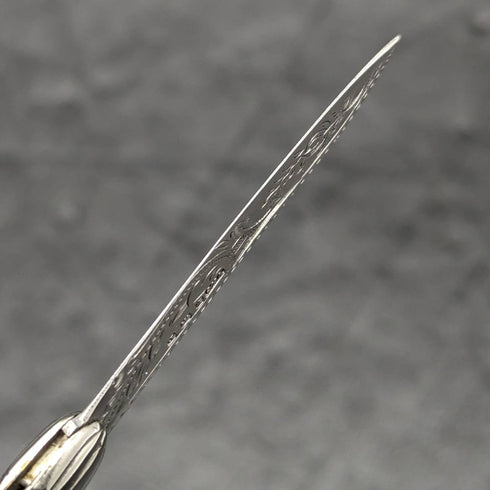 1916年 英国アンティーク 白蝶貝ハンドル 純銀彫刻ブレード 折りたたみペンナイフ