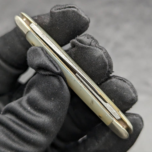 英国アンティーク 白蝶貝ハンドル ダブルスチールブレード 折りたたみナイフ