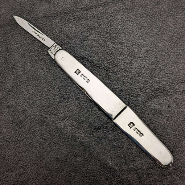 1936 British Vintage Sterling Silver Handle Stainless Blade Folding Knife
