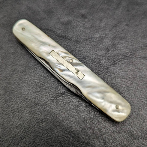 英国アンティーク 白蝶貝ハンドル スチールブレードx4 マルチツール