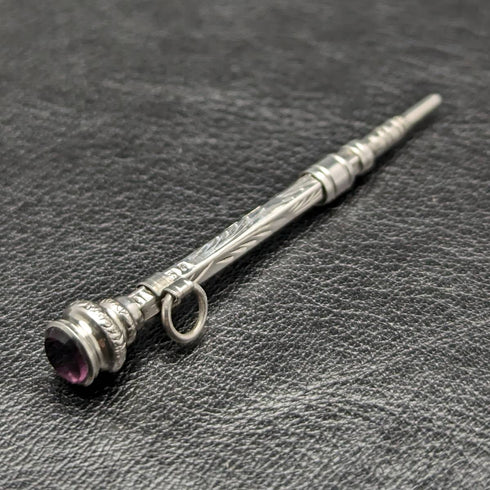 1908年 英国アンティーク 純銀製シャープペンシル 超小型 伸縮式40-55mm マジックペンシル