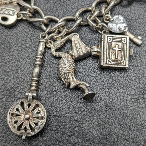 英国ヴィンテージ 純銀製 チャームブレスレット 71g