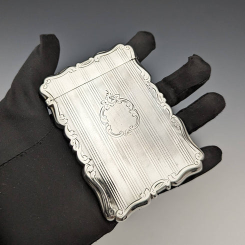 1853年 英国アンティーク 純銀製カードケース 58g Nathaniel Mills