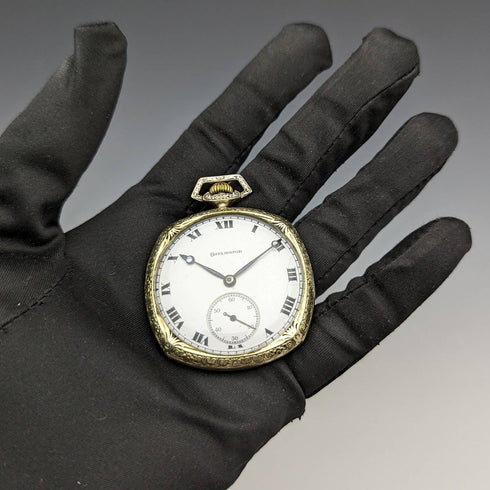 1923 antique Illinois Burlington pocket watch gold plated case 21 jewels working well