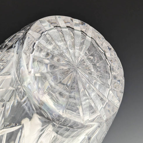 1977年 英国ヴィンテージ カットガラス オーバル型デキャンタ 純銀装飾 1750g