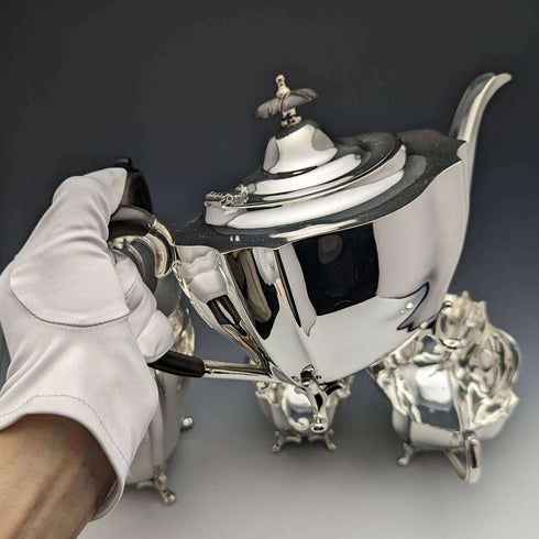 1906年 英国アンティーク シルバープレート製 ティーポット4点セット George Gordon