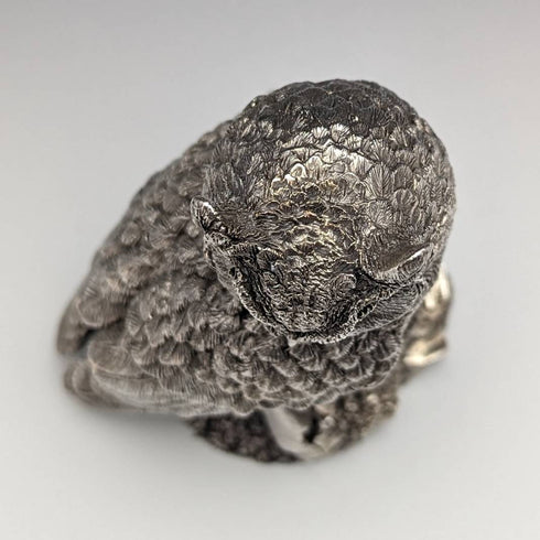 英國鄉村藝術家純銀雕塑貓頭鷹小雕像 446 克