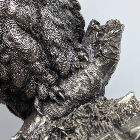 英國鄉村藝術家純銀雕塑貓頭鷹小雕像 446 克