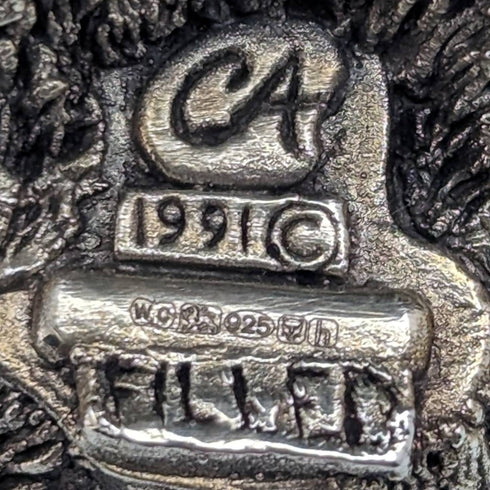 英國鄉村藝術家純銀雕塑貓頭鷹小雕像 446 克