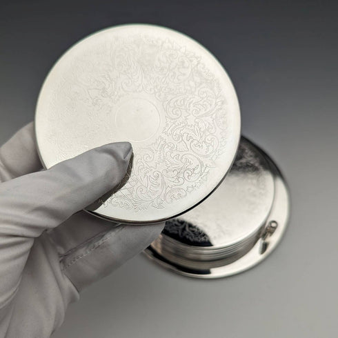 英国ヴィンテージ シルバープレート製 コースター6個セット 箱入り