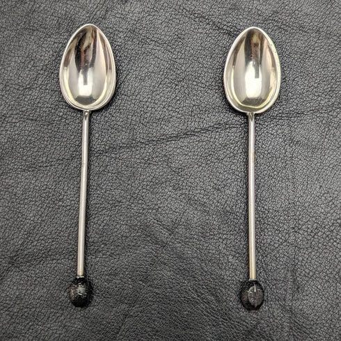 1933 年英國復古純銀小咖啡匙一對,帶琺瑯裝飾