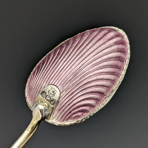 1933 年英國復古純銀小咖啡匙一對,帶琺瑯裝飾