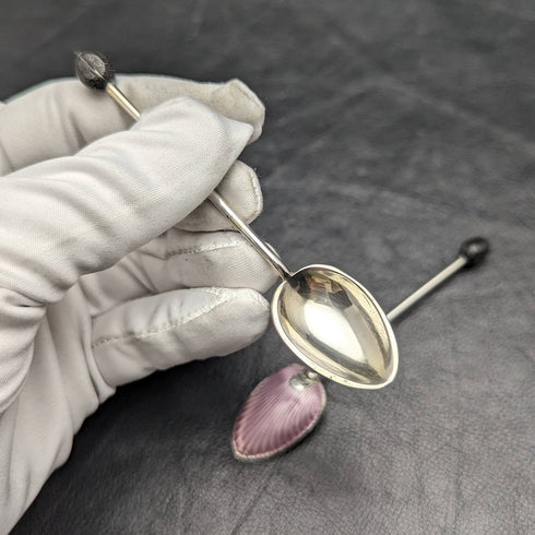 1933 年英國復古純銀小咖啡匙一對,帶琺瑯裝飾