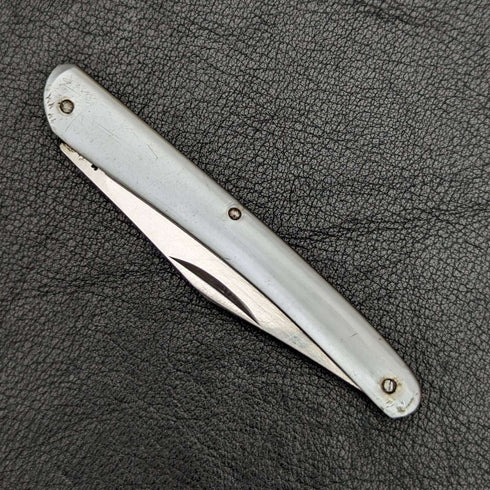 British Antique White Pearl Shell Handle Stainless Blade Folding Pen Knife