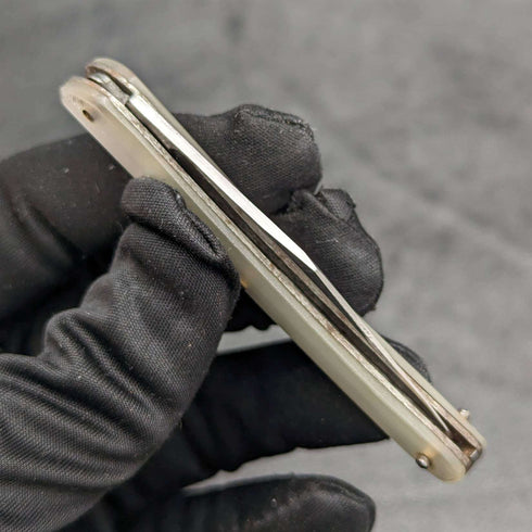 British Antique White Pearl Shell Handle Stainless Blade Folding Pen Knife