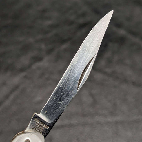 British Antique White Pearl Shell Handle Stainless Blade Folding Pen Knife