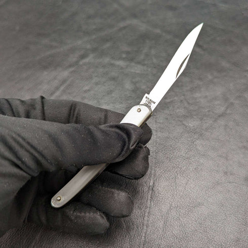 British Antique White Pearl Shell Handle Stainless Blade Folding Pen Knife