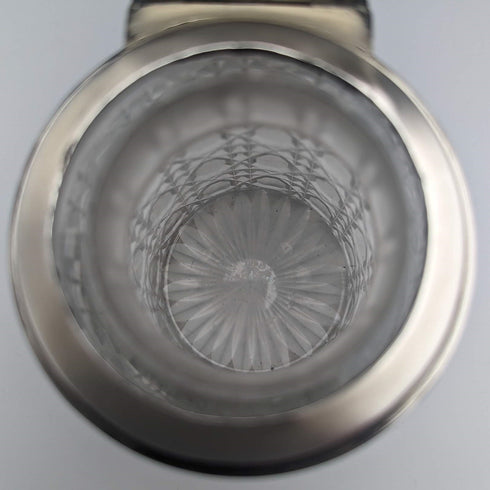 1896 British antique pure silver lid cut glass jar 300g