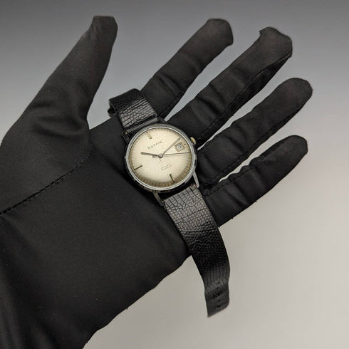 英國 Vintage MAPPIN 自動上鍊手錶 3 指針日曆金屬外殼操作良好