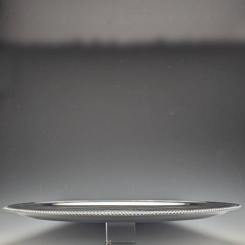 British Vintage Chrome Plate Tray Locomotive Design Diameter 30cm