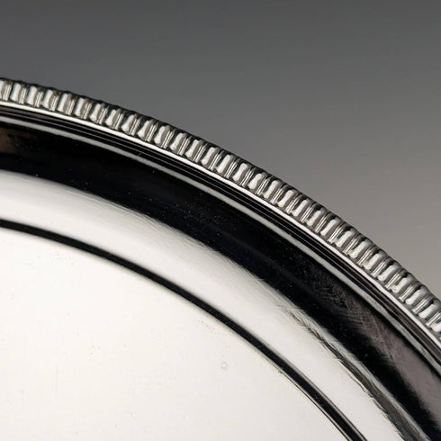 British Vintage Chrome Plate Tray Locomotive Design Diameter 30cm