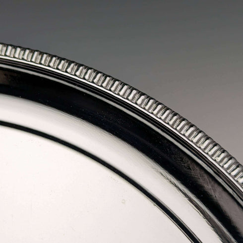 British Vintage Chrome Plate Tray Locomotive Design Diameter 30cm