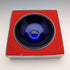 British vintage silver plate dish with blue glass liner