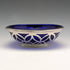 British vintage silver plate dish with blue glass liner