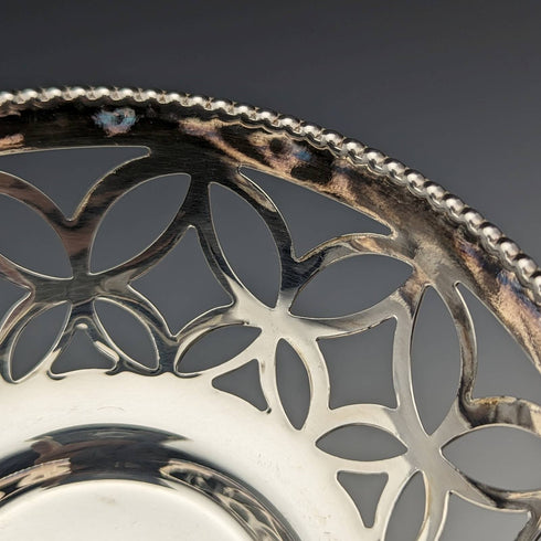 英国ヴィンテージ シルバープレート製ディッシュ ブルーグラスライナー