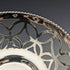 British vintage silver plate dish with blue glass liner