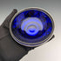 British vintage silver plate dish with blue glass liner