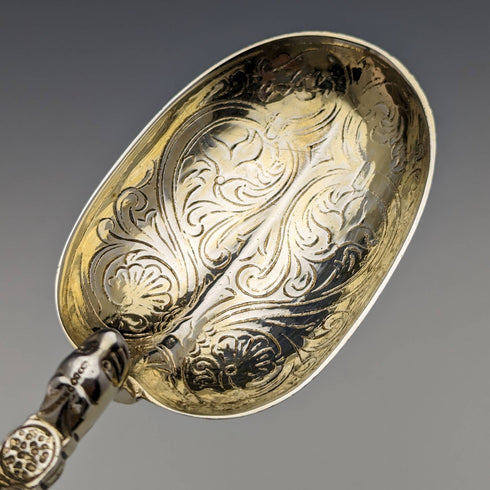 1910 British Vintage Pure Silver Large Annoting Spoon 85g Cased