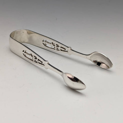 1907 年英國古董純銀茶匙 6 和糖鉗套裝,以防 James Dixon