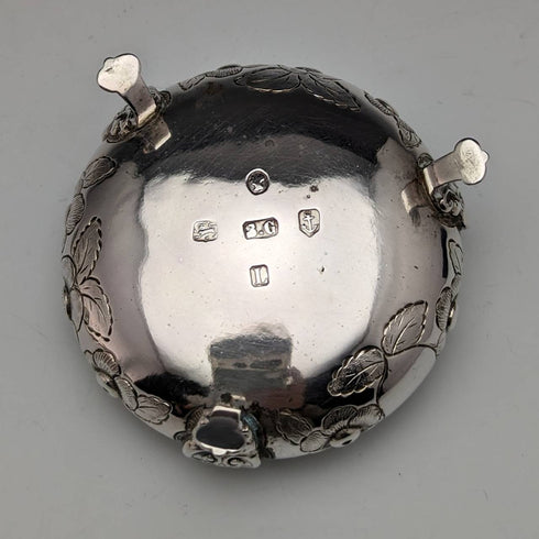 1860年頃 英国アンティーク 純銀 ソルトディッシュ&スプーン4組セット ケース入り