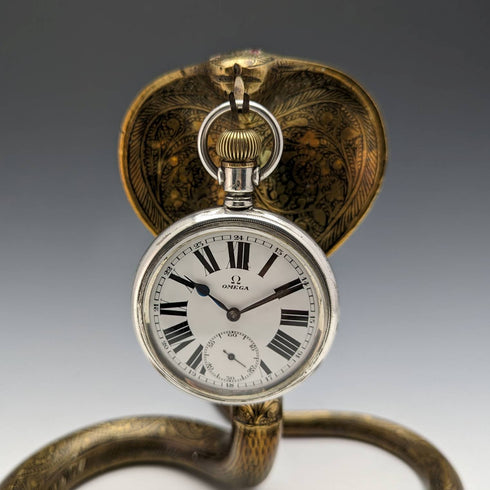 アンティーク コブラ型 真鍮製 懐中時計ホルダー ディスプレイスタンド 高さ15cm